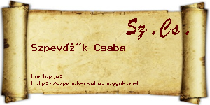 Szpevák Csaba névjegykártya